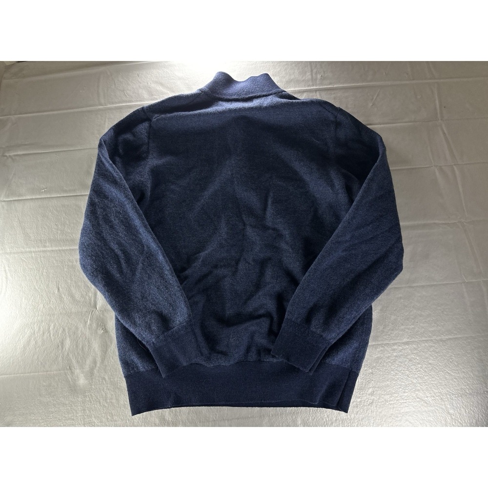 Orvis Merino Wool Sweater Mens Large Navy Blue Mock Neck Pullover - Picture 2 of 14